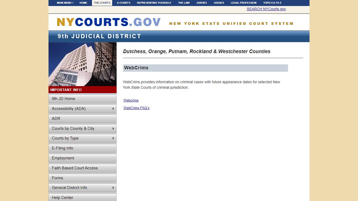 Dutchess, Orange, Putnam, Rockland & Westchester Counties | NYCOURTS.GOV